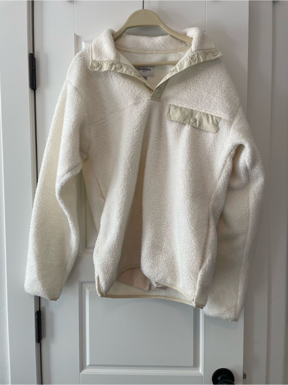 Goodfellow & Co Cream Sherpa Snap Pullover